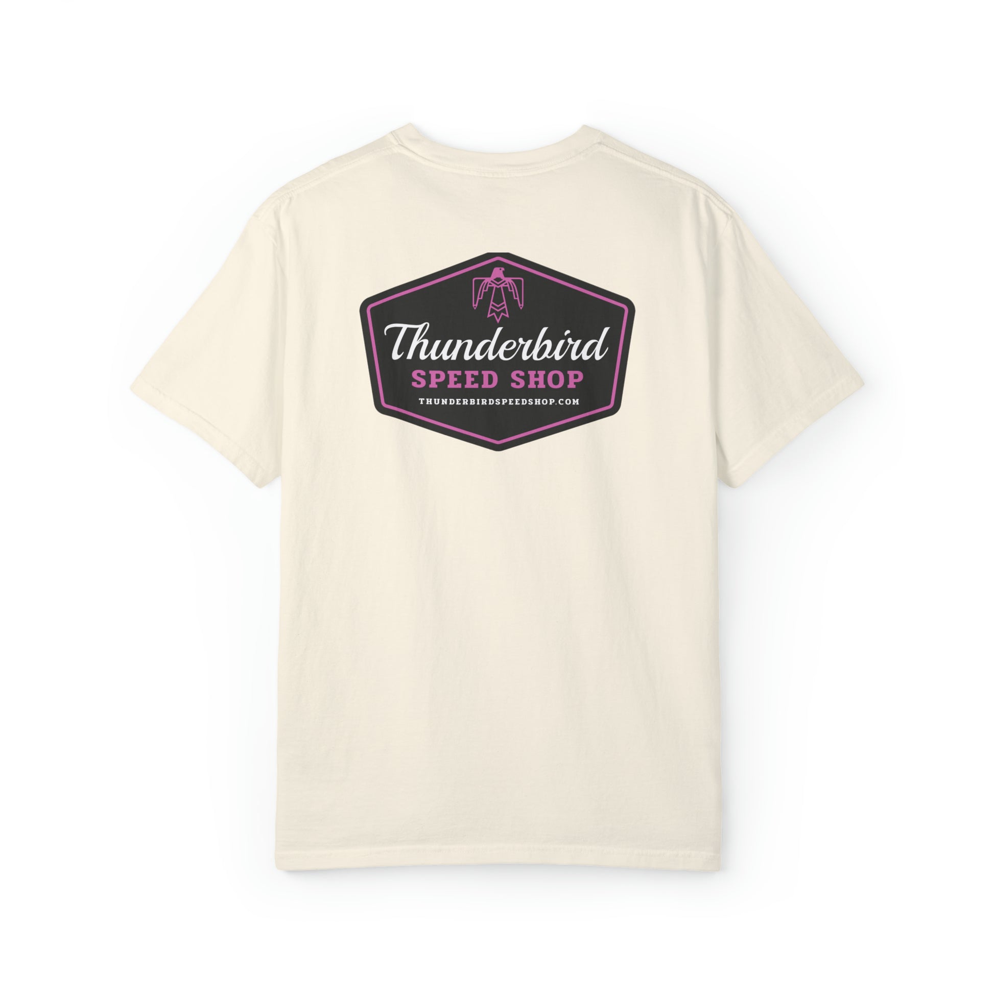 Purple Unisex Garment-Dyed T-shirt Front/Back Logo  Thunderbird Speed Shop