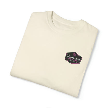 Purple Unisex Garment-Dyed T-shirt Front/Back Logo  Thunderbird Speed Shop