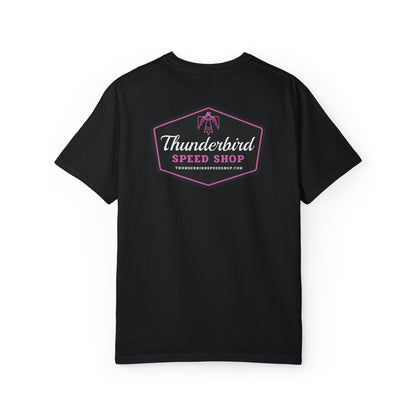 Purple Unisex Garment-Dyed T-shirt Front/Back Logo  Thunderbird Speed Shop