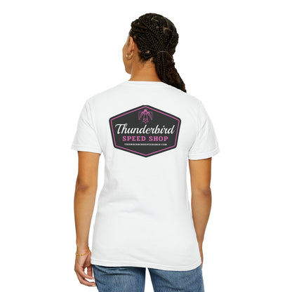 Purple Unisex Garment-Dyed T-shirt Front/Back Logo  Thunderbird Speed Shop