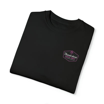 Purple Unisex Garment-Dyed T-shirt Front/Back Logo  Thunderbird Speed Shop