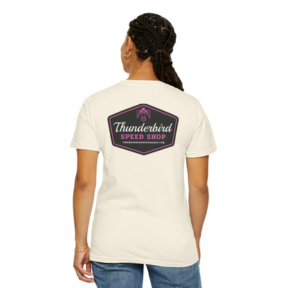 Purple Unisex Garment-Dyed T-shirt Front/Back Logo  Thunderbird Speed Shop