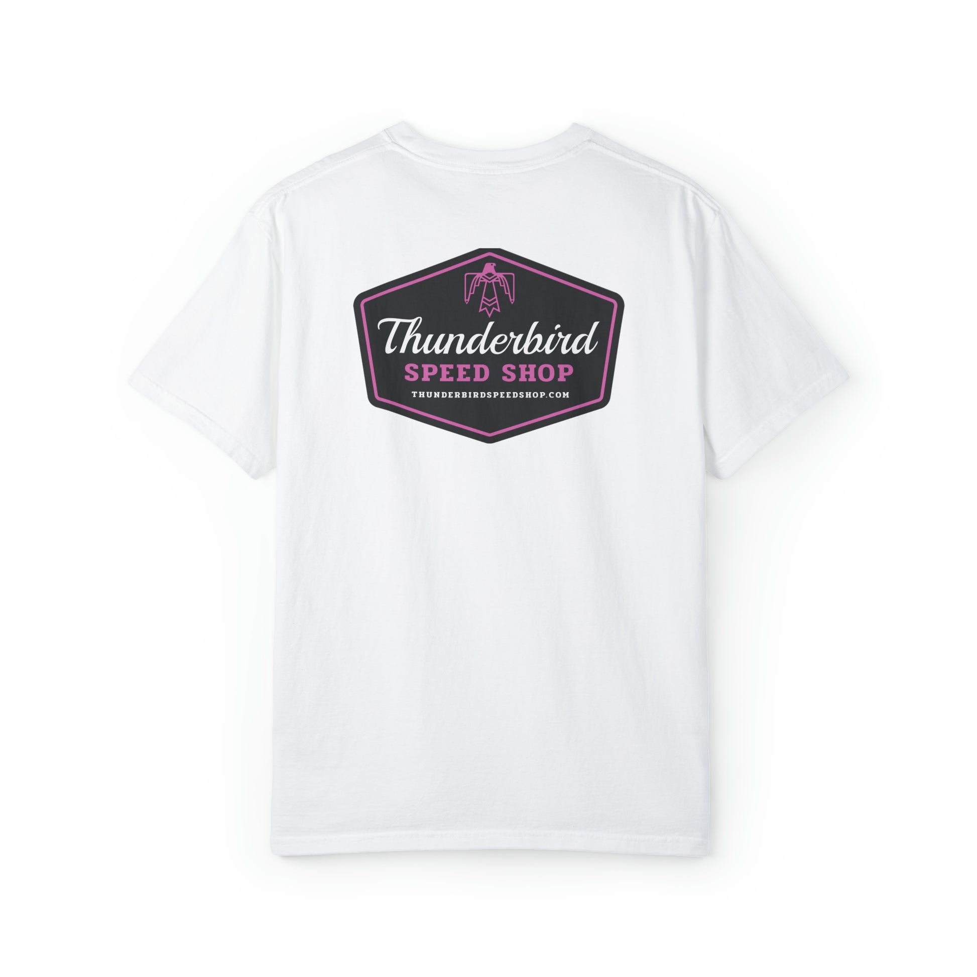 Purple Unisex Garment-Dyed T-shirt Front/Back Logo  Thunderbird Speed Shop