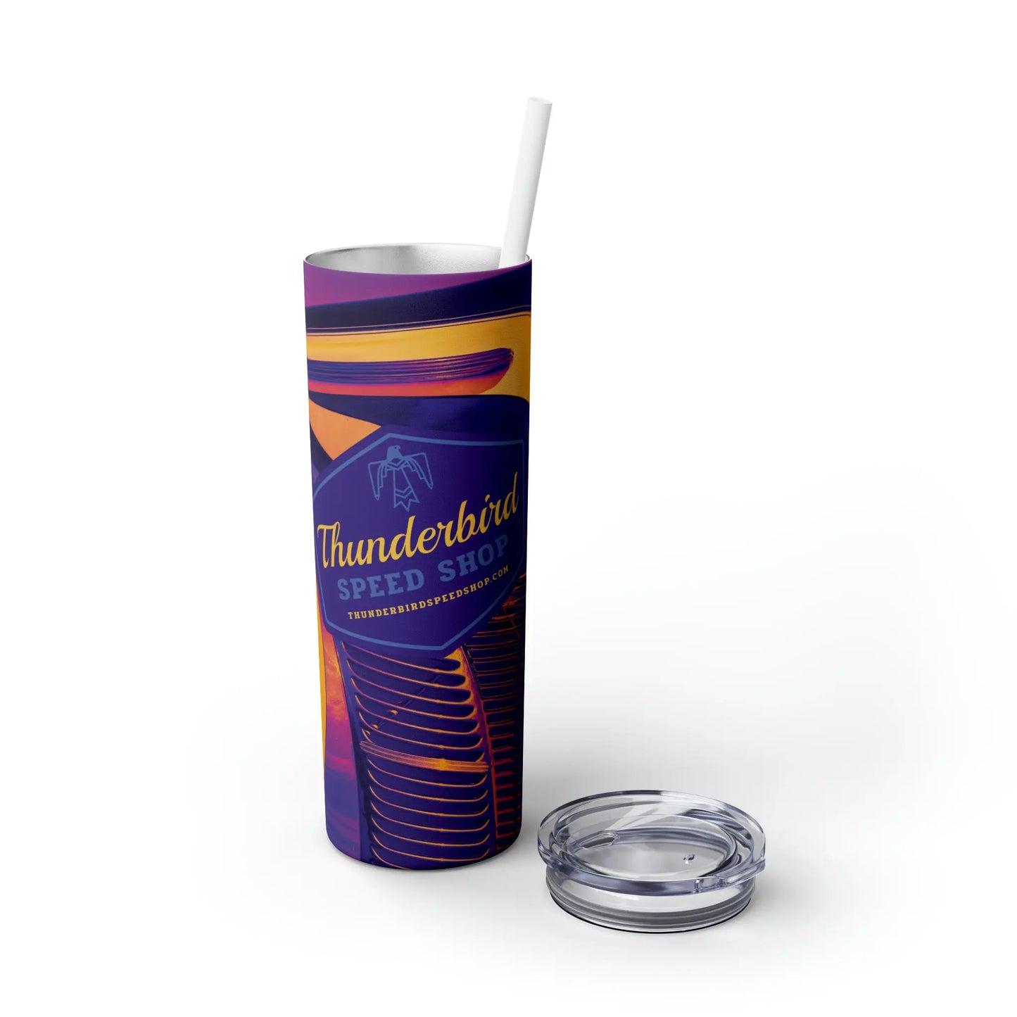 Purple Skinny Tumbler with Straw, 20oz  Thunderbird Speed Shop