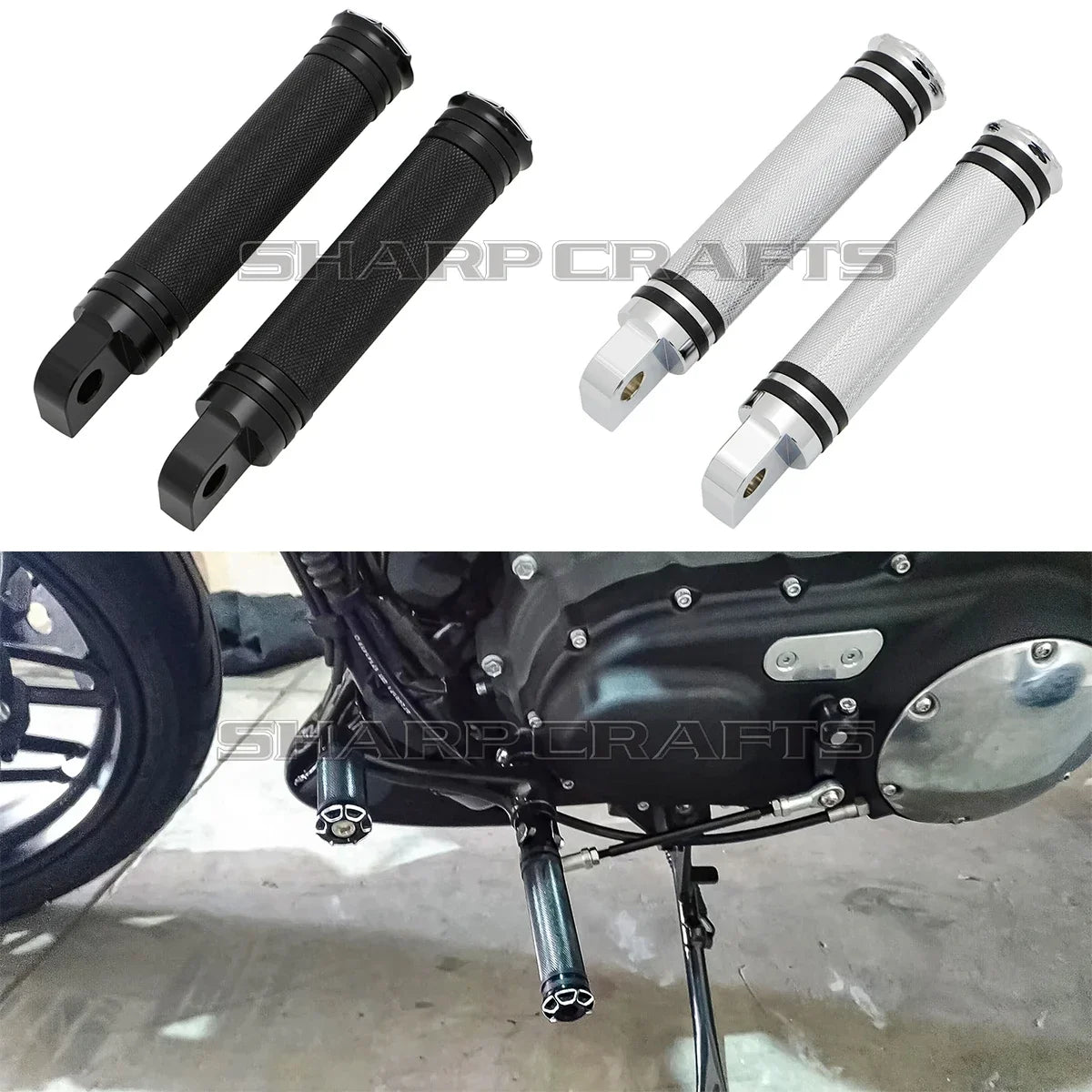 2x Male Mount Motorcycle CNC Aluminum Foot Pegs  Thunderbird Speed Shop