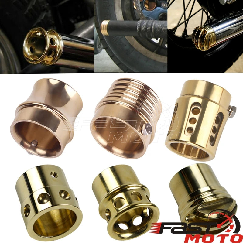 Brass Cafe Racer Exhaust Tips Muffler Plug End Pipe For Harley XL 1200 883 Chopper Bobber Scrambler Custom 1.75" 2" 2.25" 2.5"  Thunderbird Speed Shop