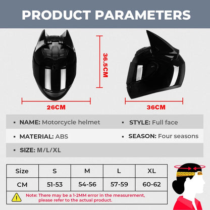 Motorcycle Helmet Full Face Bat Ears For Man Detachable Horns Summer Breathable Motorcross Racing MotorBike Safety Moto Helmets  Thunderbird Speed Shop