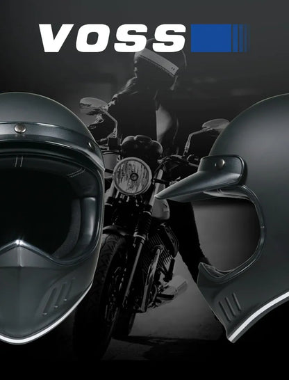 VOSS Retro Motorcycle Helmet Cafe Racer| Full Face | DOT Certified  Thunderbird Speed Shop