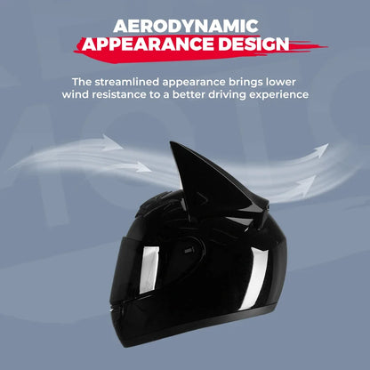 Motorcycle Helmet Full Face Bat Ears For Man Detachable Horns Summer Breathable Motorcross Racing MotorBike Safety Moto Helmets  Thunderbird Speed Shop