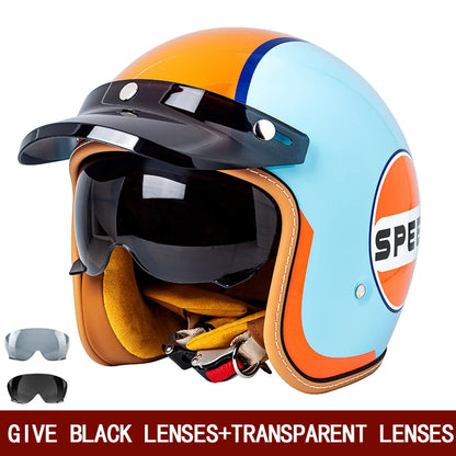 Retro Vintage Semi-open Motorcycle Helmet  Thunderbird Speed Shop