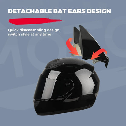 Motorcycle Helmet Full Face Bat Ears For Man Detachable Horns Summer Breathable Motorcross Racing MotorBike Safety Moto Helmets  Thunderbird Speed Shop