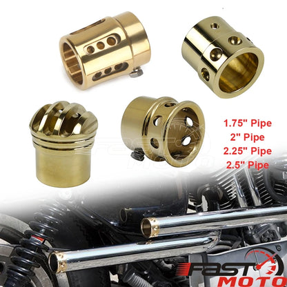 Brass Cafe Racer Exhaust Tips Muffler Plug End Pipe For Harley XL 1200 883 Chopper Bobber Scrambler Custom 1.75" 2" 2.25" 2.5"  Thunderbird Speed Shop