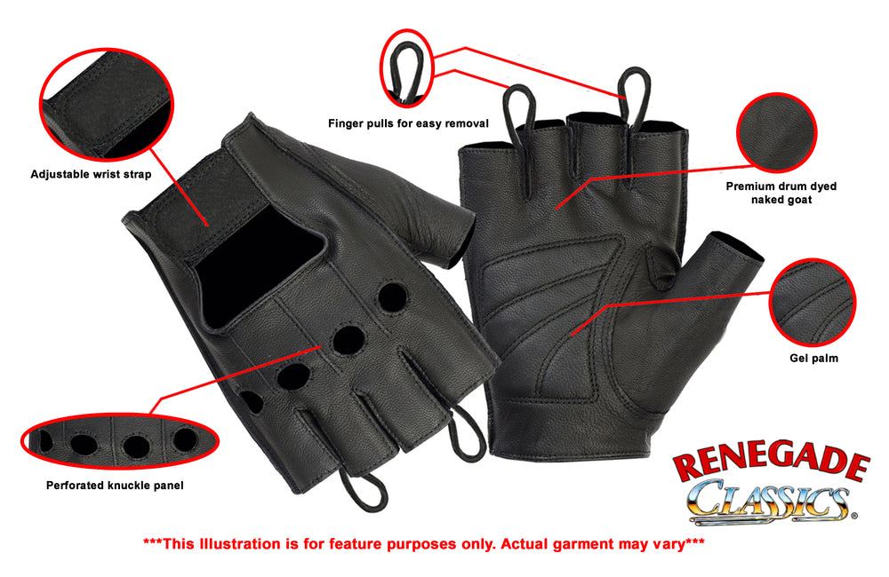 RC61 Premium Leather Fingerless Gloves  Thunderbird Speed Shop