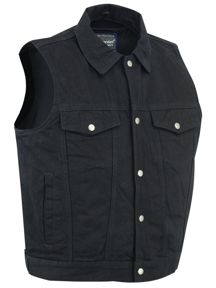 DM970BK Snap Front Denim Vest- Black  Thunderbird Speed Shop