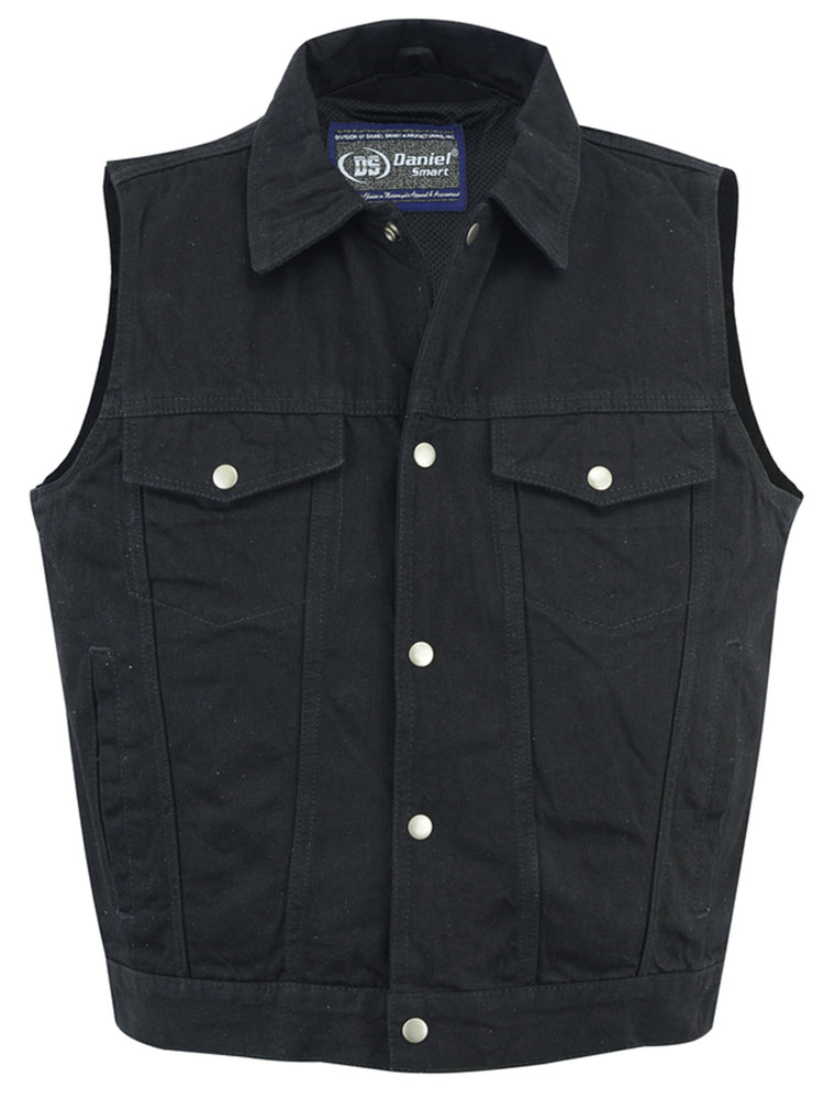 DM970BK Snap Front Denim Vest- Black  Thunderbird Speed Shop