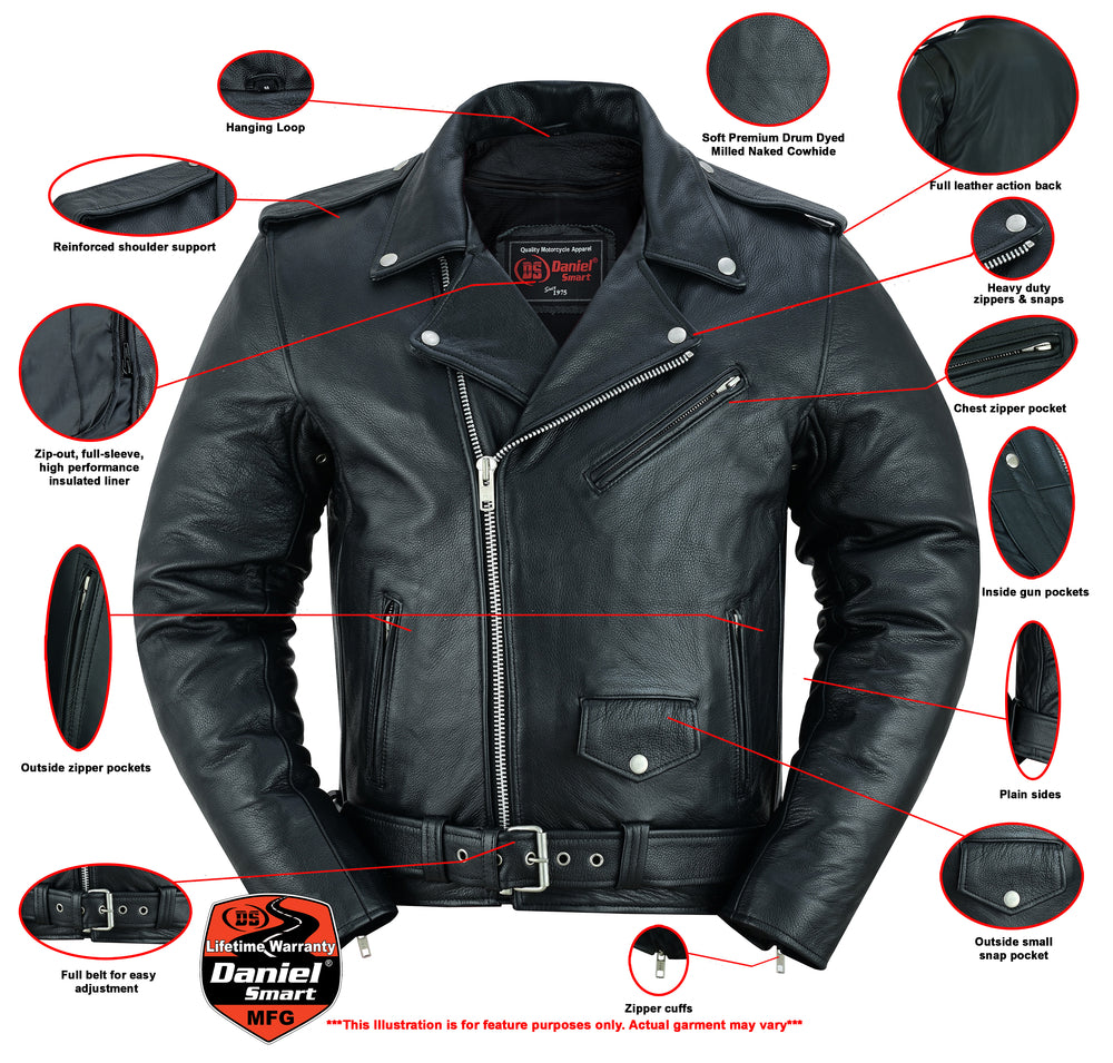 DS732 Men's Premium Classic Plain Side Police Style Jacket  Thunderbird Speed Shop