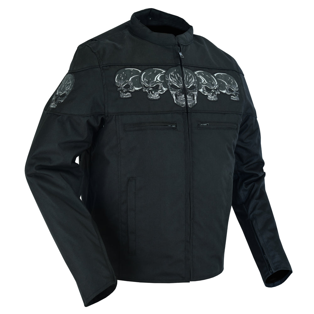 DS600 Men's Textile Scooter Style Jacket w/ Reflective Skulls  Thunderbird Speed Shop