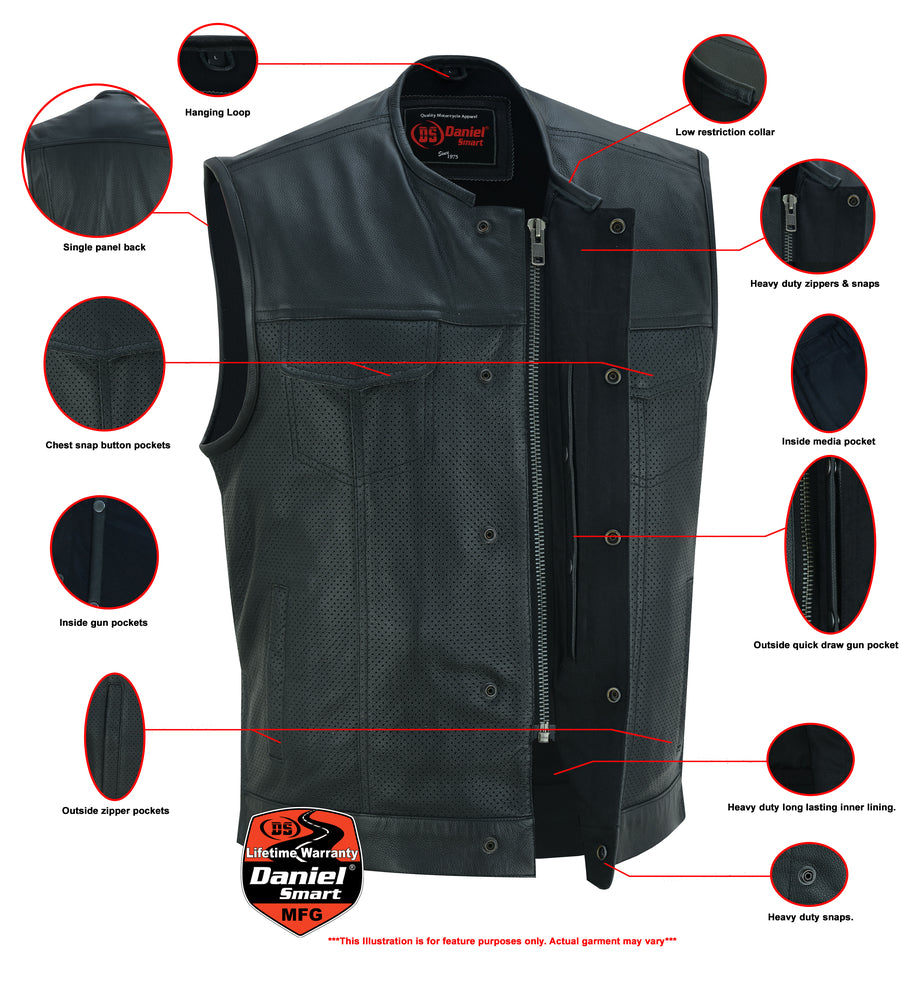 DS183 Men's Premium Perforated Single Back Panel Concealment Vest W/O  Thunderbird Speed Shop