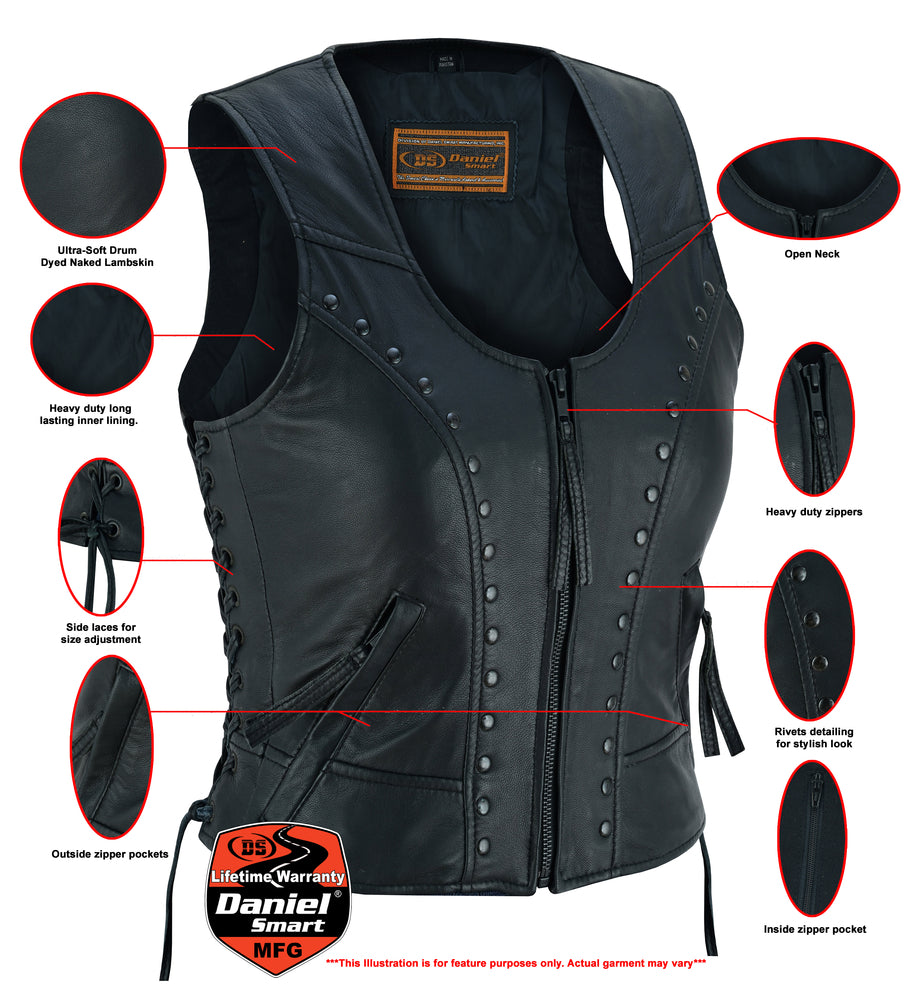 DS241 Women's Lightweight Vest with Rivets Detailing  Thunderbird Speed Shop