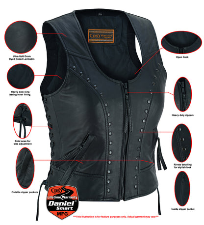 DS241 Women's Lightweight Vest with Rivets Detailing  Thunderbird Speed Shop