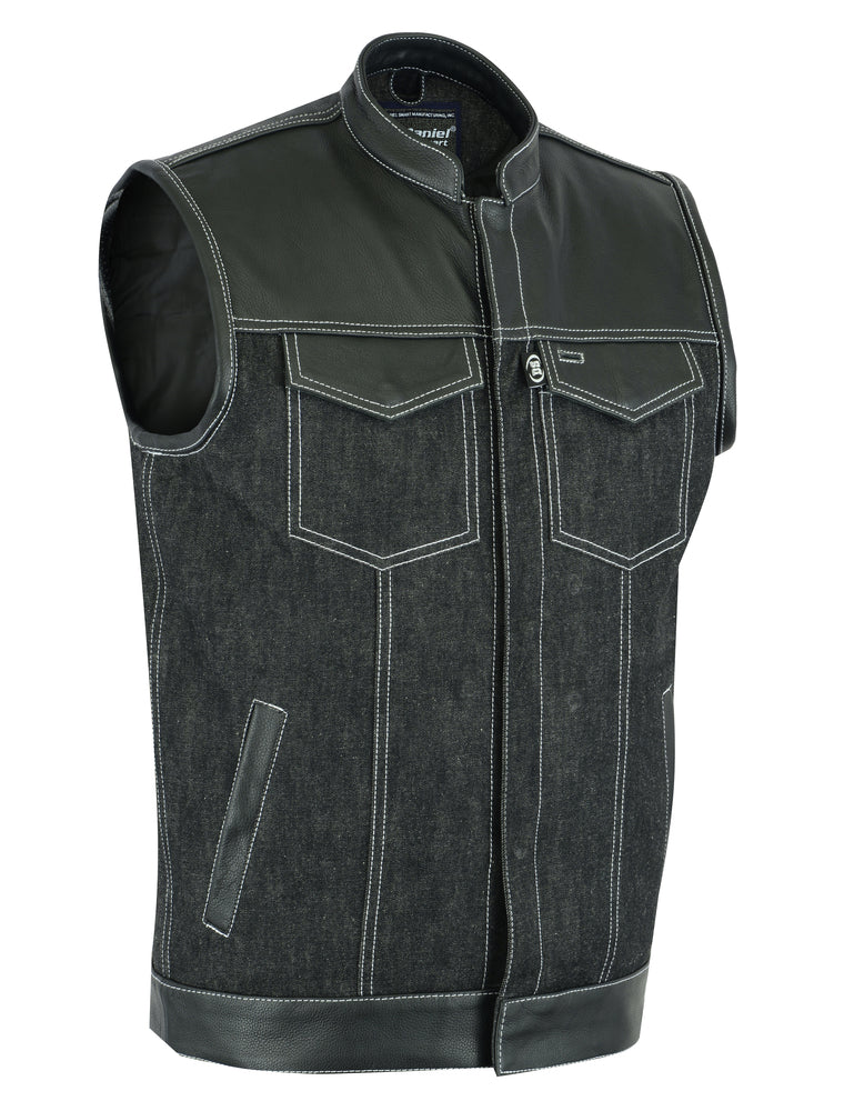 DM900 Men's Leather/Denim Combo Vest  Thunderbird Speed Shop