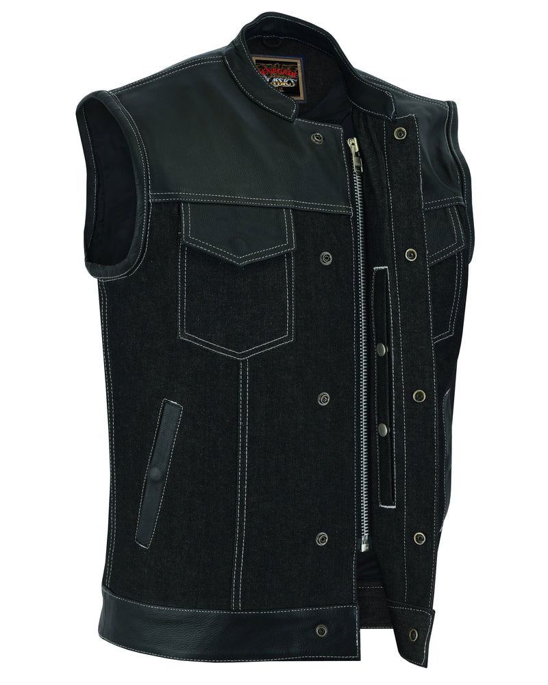 RC900 Men's Leather/Denim Combo Vest  Thunderbird Speed Shop