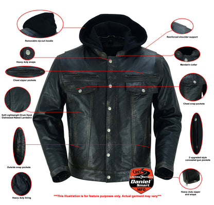 DS782 Men's Lightweight Drum Dyed Distressed Naked Lambskin Jacket  Thunderbird Speed Shop