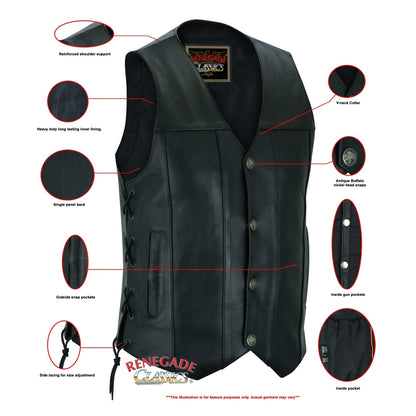 RC142 Men's Single Back Panel Concealed Carry Vest (Buffalo Nickel He  Thunderbird Speed Shop