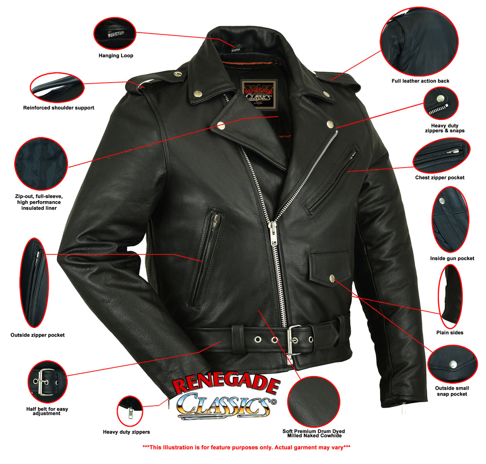 RC732 Men's Premium Classic Plain Side Police Style Jacket  Thunderbird Speed Shop