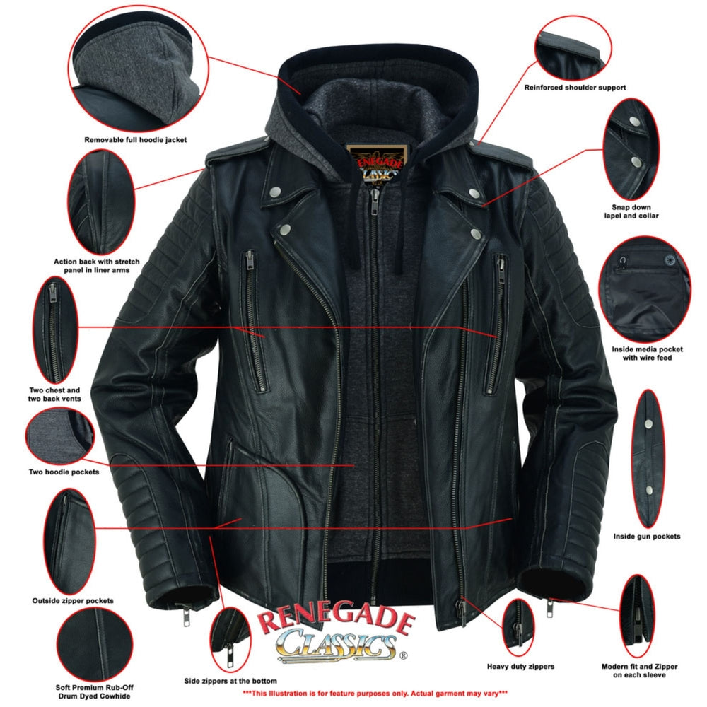 RC877 Women's M/C Jacket with Rub-Off Finish  Thunderbird Speed Shop