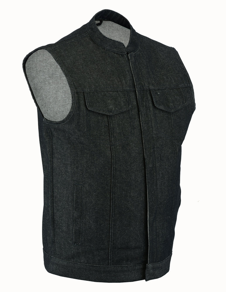 DM977 Men's Rough Rub-Off Raw Finish Denim Vest  Thunderbird Speed Shop