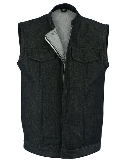 DM977 Men's Rough Rub-Off Raw Finish Denim Vest  Thunderbird Speed Shop