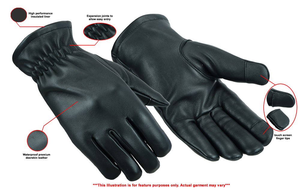 DS53  Deerskin Waterproof Thermal Lined Glove  Thunderbird Speed Shop