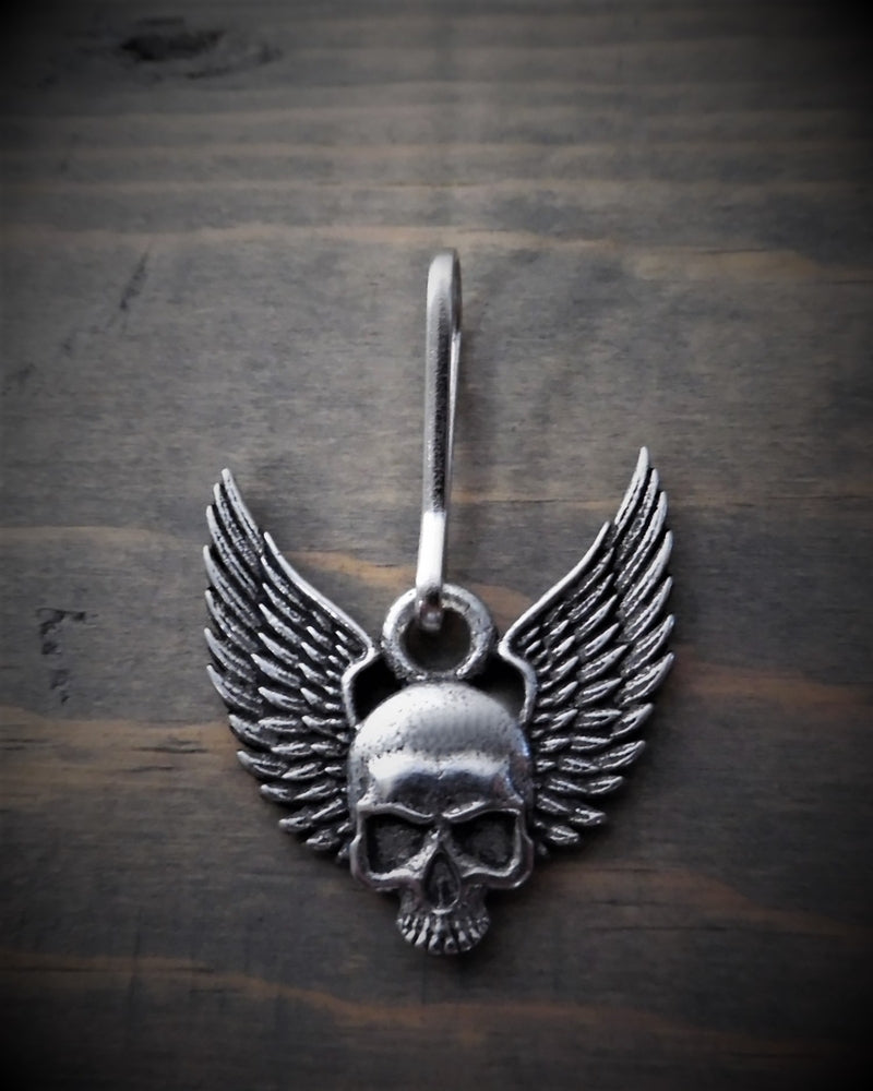 BZP-34 Skull Upwing Zipper Pull  Thunderbird Speed Shop