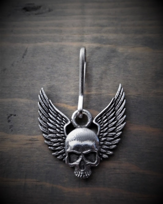 BZP-34 Skull Upwing Zipper Pull  Thunderbird Speed Shop