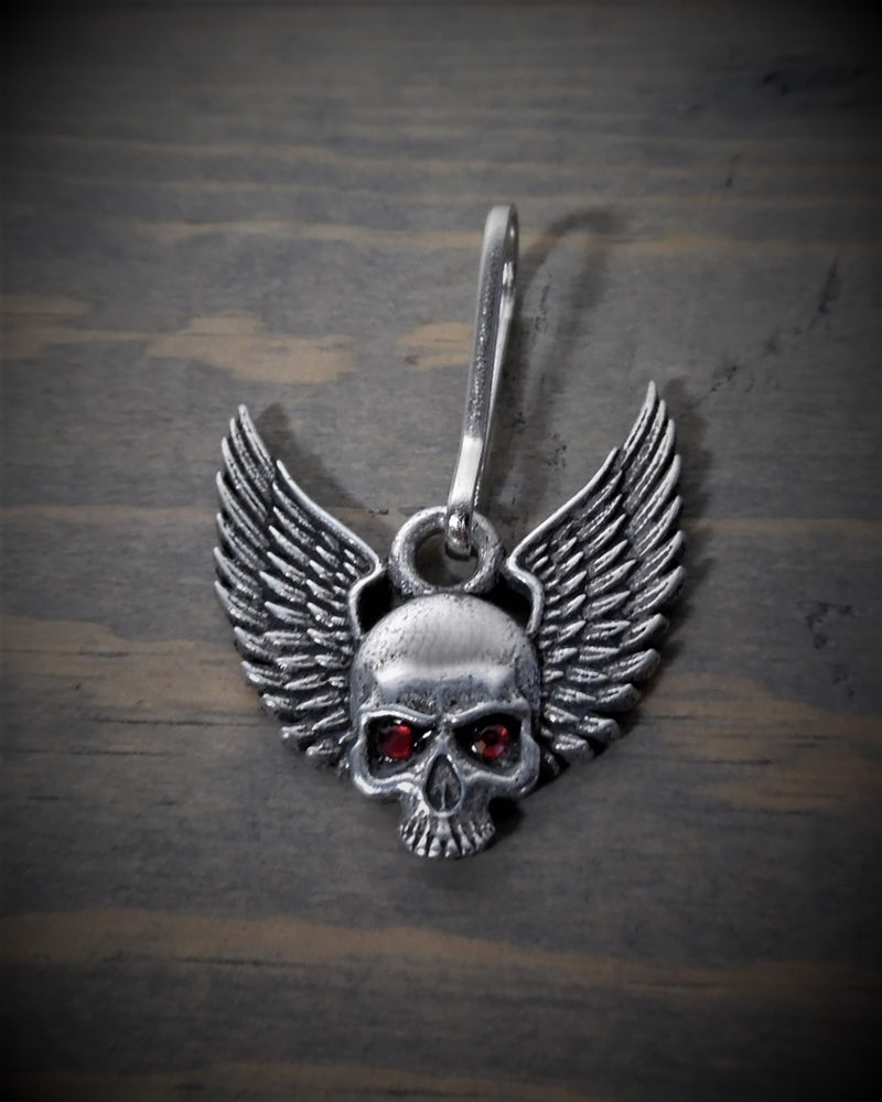 BZP-35 Skull Upwing Diamond Zipper Pull  Thunderbird Speed Shop