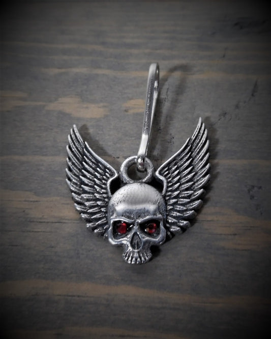 BZP-35 Skull Upwing Diamond Zipper Pull  Thunderbird Speed Shop