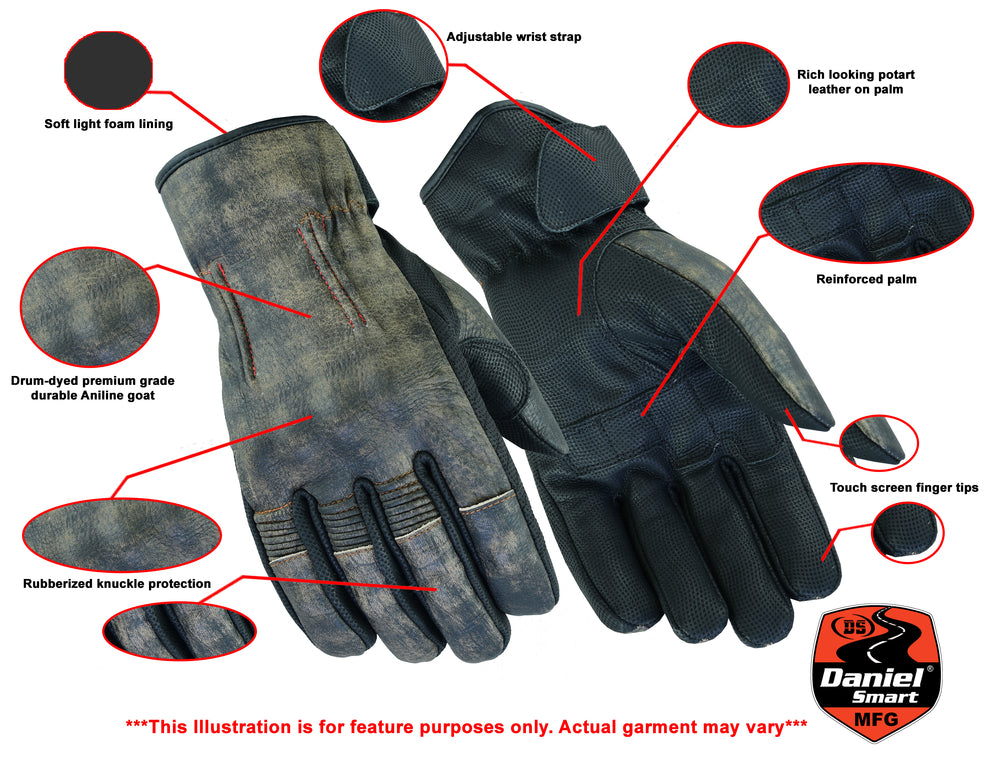 DS95 Men's Feature-Packed Washed-Out Brown Rakish Glove  Thunderbird Speed Shop