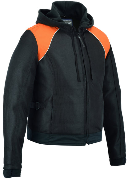 DS827 Women's Mesh 3-in-1 Riding Jacket (Black/Orange)  Thunderbird Speed Shop