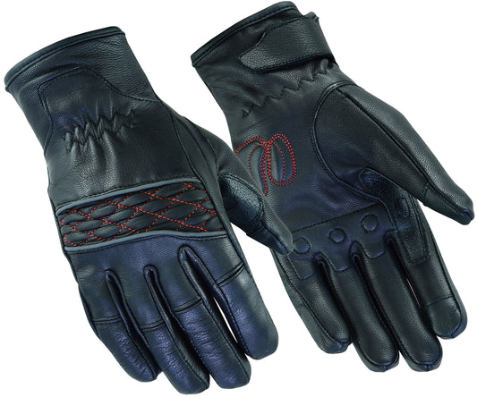 DS2426 Women's Cruiser Glove (Black / Red)  Thunderbird Speed Shop