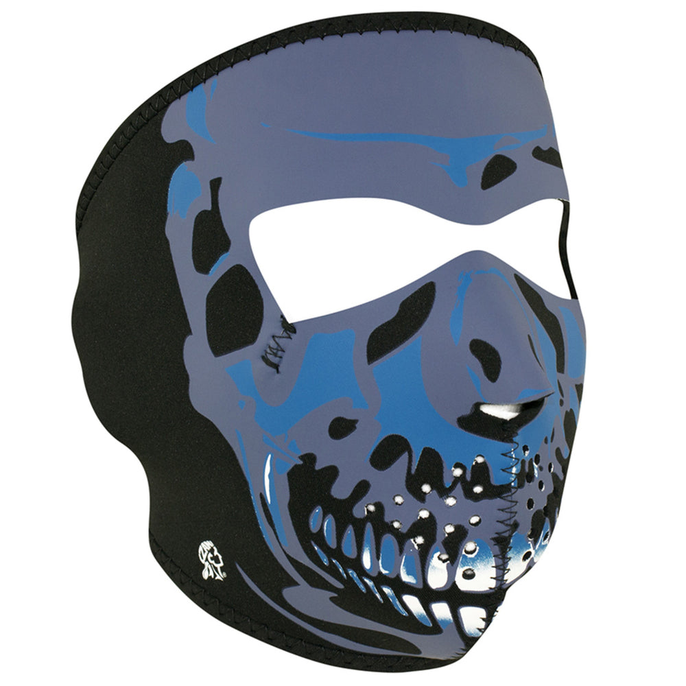 WNFM024 ZAN® Full Mask- Neoprene- Blue Chrome Skull  Thunderbird Speed Shop