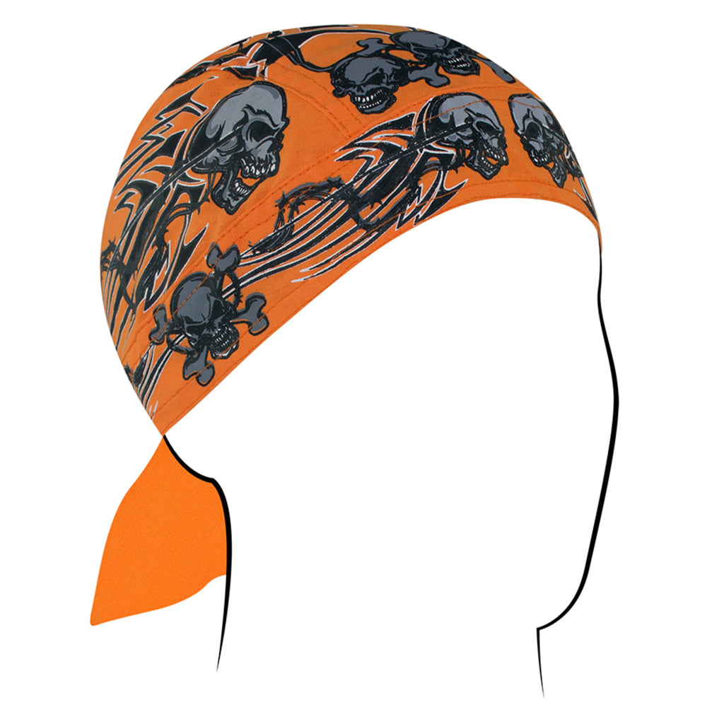 Z669 Flydanna®, Cotton, Orange Tribal Skull  Thunderbird Speed Shop