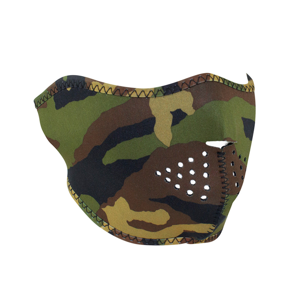 WNFM118H ZAN® Half Mask- Neoprene- Woodland Camo  Thunderbird Speed Shop