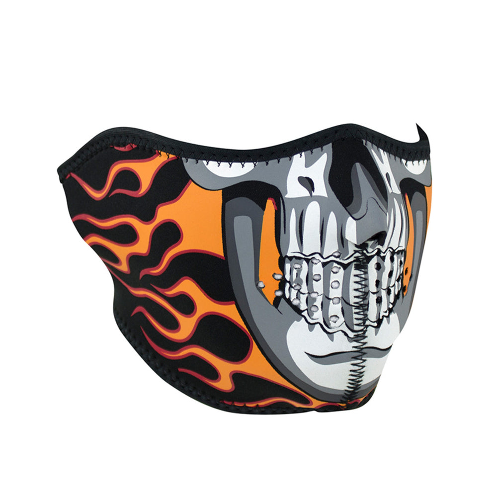 WNFM061H ZAN® Half Mask- Neoprene- Burning Skull  Thunderbird Speed Shop