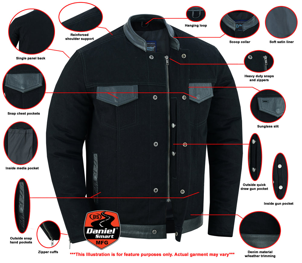 DM988 Men's Full Cut Denim Shirt W/Leather Trim  Thunderbird Speed Shop