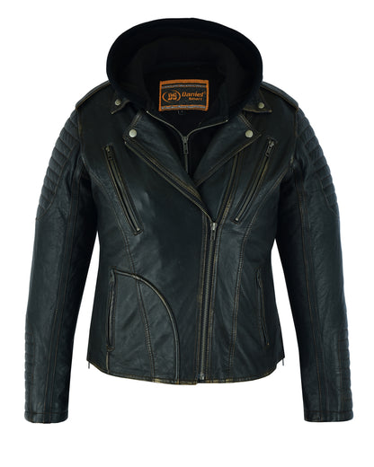 DS878 Women's Lightweight Drum Dyed Distressed Naked Lambskin M/C Jac  Thunderbird Speed Shop