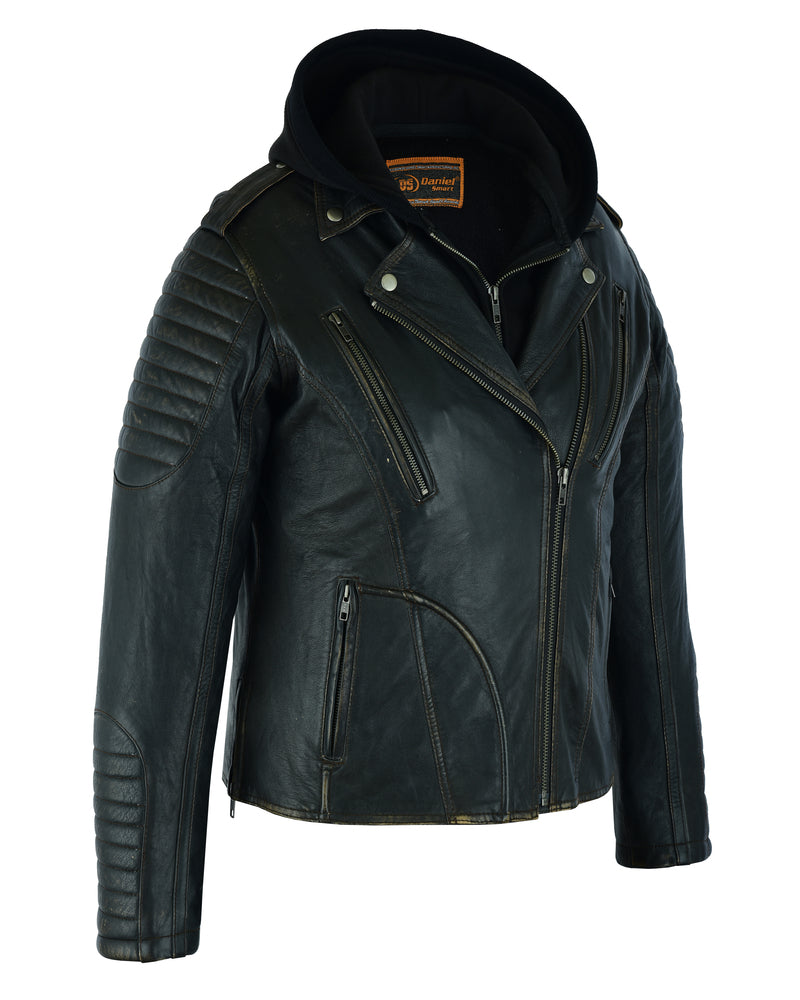 DS878 Women's Lightweight Drum Dyed Distressed Naked Lambskin M/C Jac  Thunderbird Speed Shop