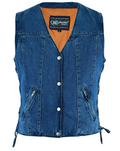 DM997 Women's Single Back Panel Concealed Carry Denim Vest - Blue  Thunderbird Speed Shop