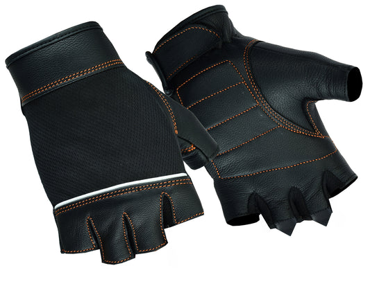 DS2429 Women's Fingerless Glove with Orange Stitching Details  Thunderbird Speed Shop