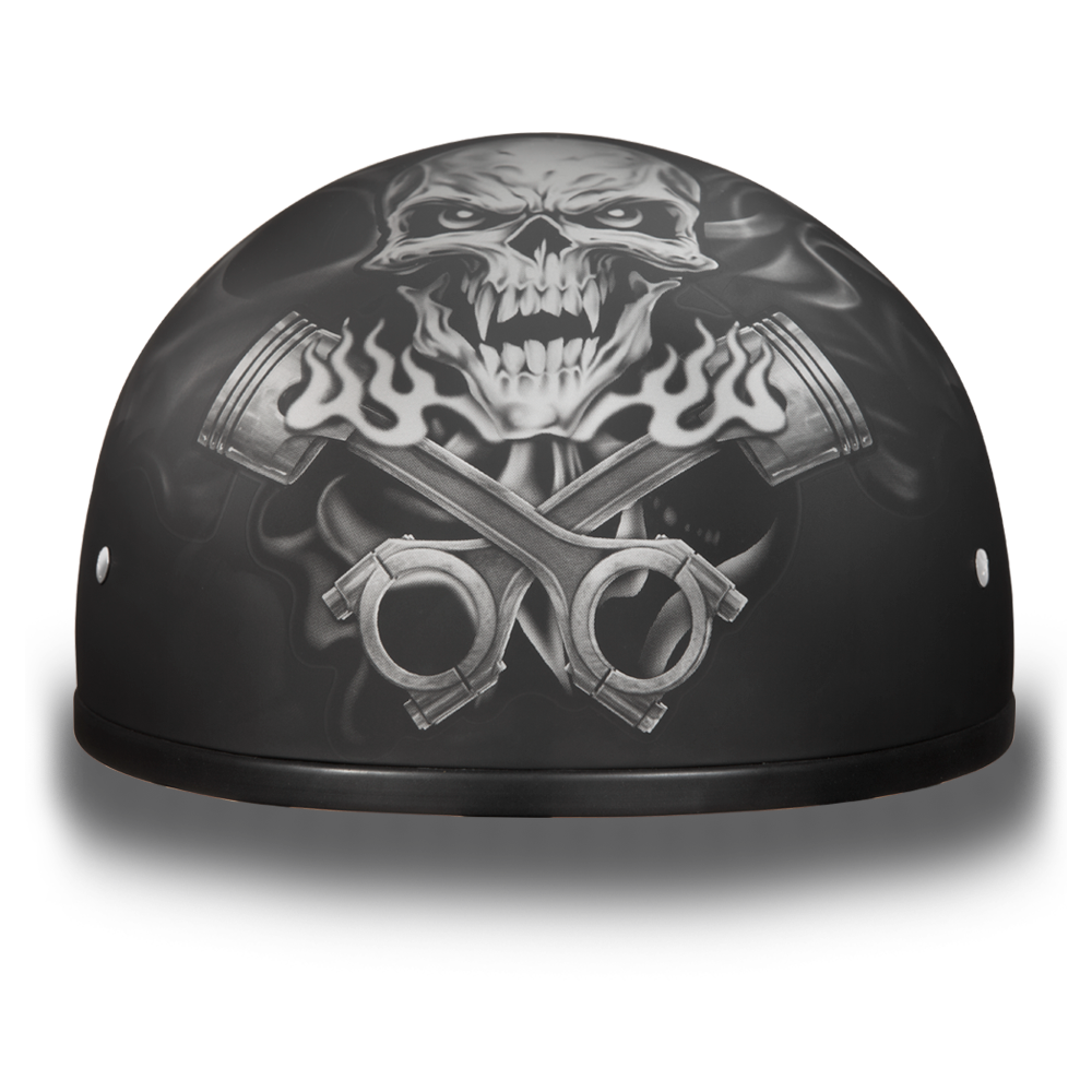 D6-PS D.O.T. DAYTONA SKULL CAP - W/ PISTONS SKULL  Thunderbird Speed Shop